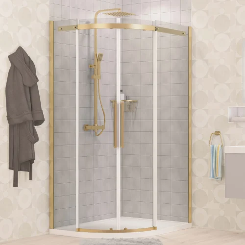 Corniche 2000 Brushed Brass 1200 x 900 Offset Quadrant Shower Enclosure