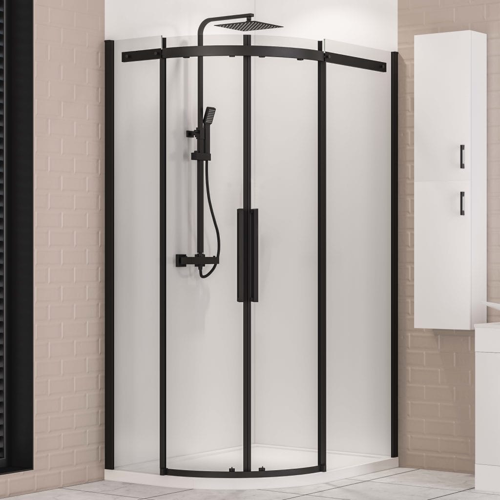 Corniche 2000 Matt Black 1000 x 900 Offset Quadrant Shower Enclosure