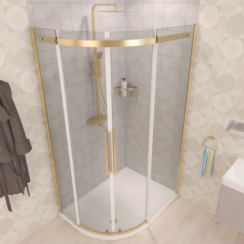 Corniche 2000 Brushed Brass 1000 x 800 Offset Quadrant Shower Enclosure