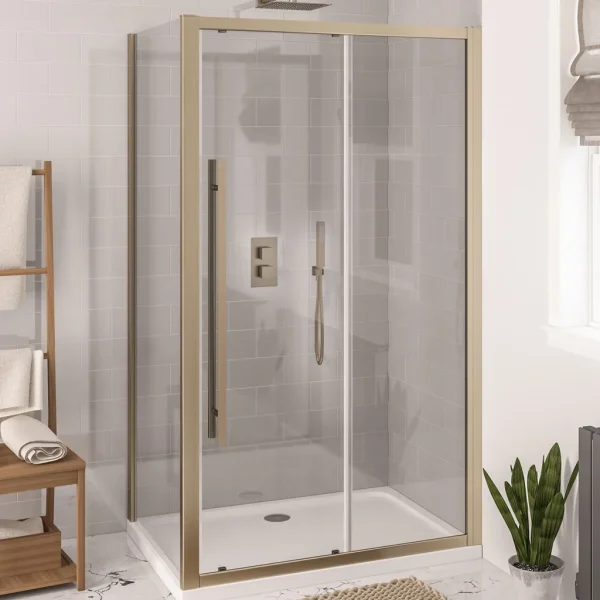 Vantage 2000 Brushed Brass 1650 Sliding Shower Door