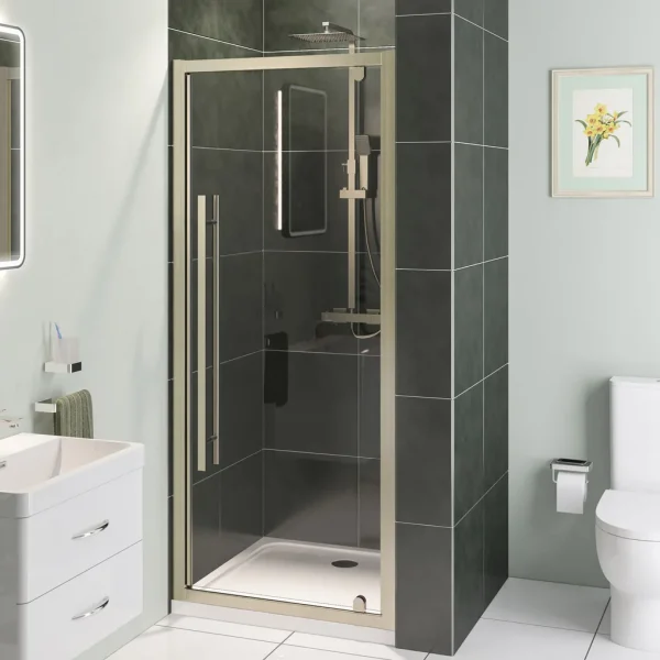Vantage 2000 Brushed Brass 800 Pivot Shower Door