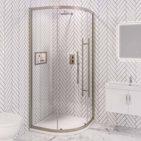 Vantage 2000 Brushed Brass 900 Quadrant Shower Enclosure