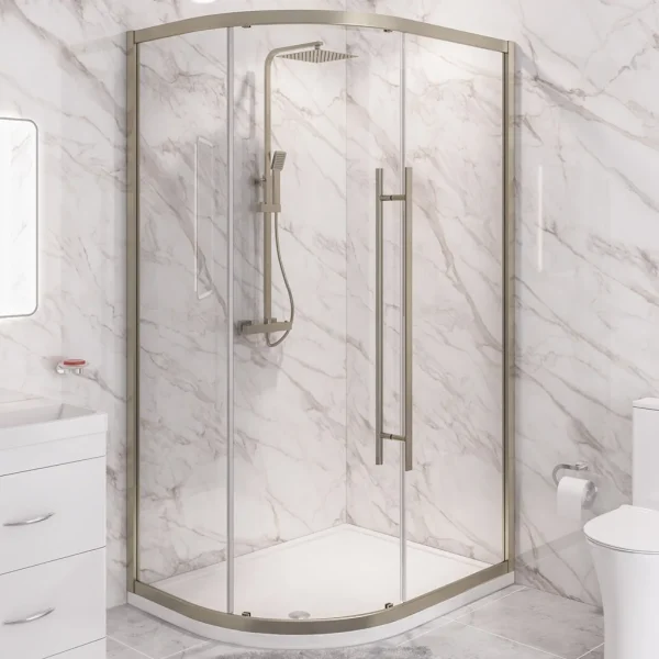 Vantage 2000 Brushed Brass Offset Quadrant 1300 x 800 Shower Enclosure