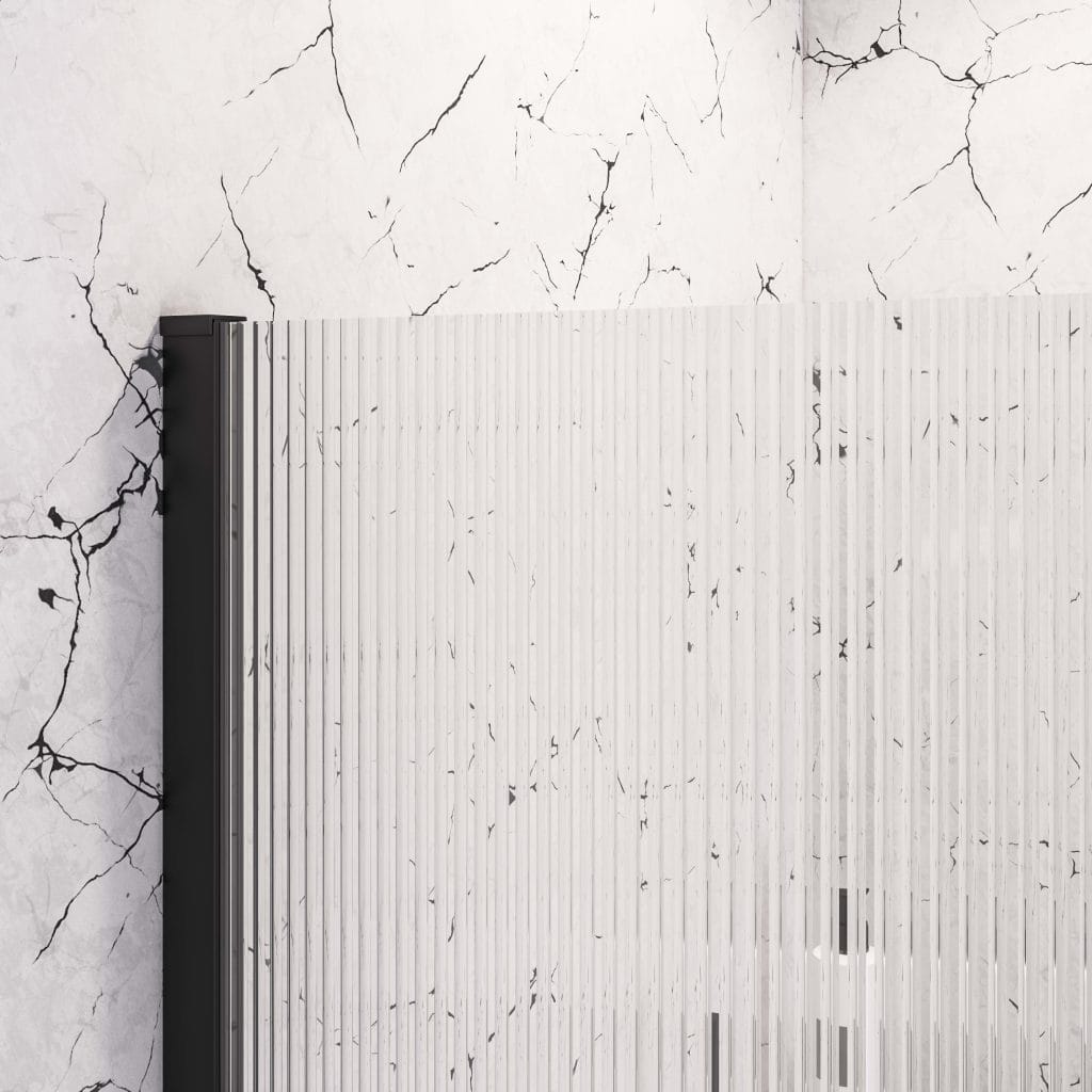 Vantage 2000 x 900 8mm Matt Black Fluted Glass Walk-in Shower Panel