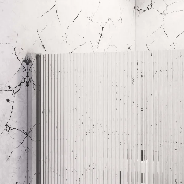 Vantage 2000 x 1000 8mm Chrome Fluted Glass Walk-in Shower Panel