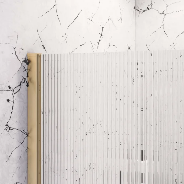 Vantage 2000 x 1100 8mm Brushed Brass Fluted Glass Walk-in Shower Panel