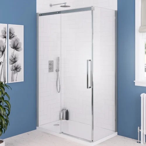 Corniche 2000 Chrome 1000 8mm Sliding Shower Door Semi-Frameless
