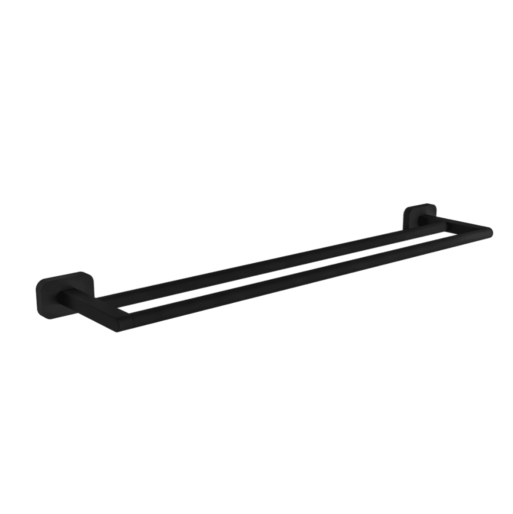 Asti Matt Black Double Towel Rail