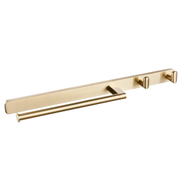 Asti Brushed Brass Towel Ring and Double Hook
