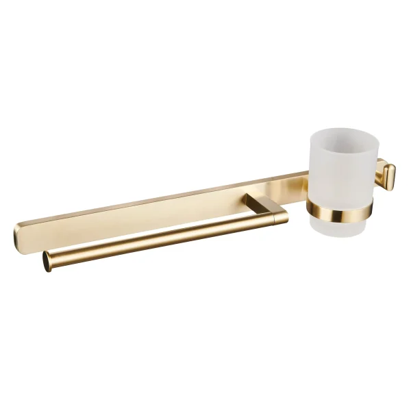 Asti Brushed Brass Towel Ring Hook And Tumbler Holder