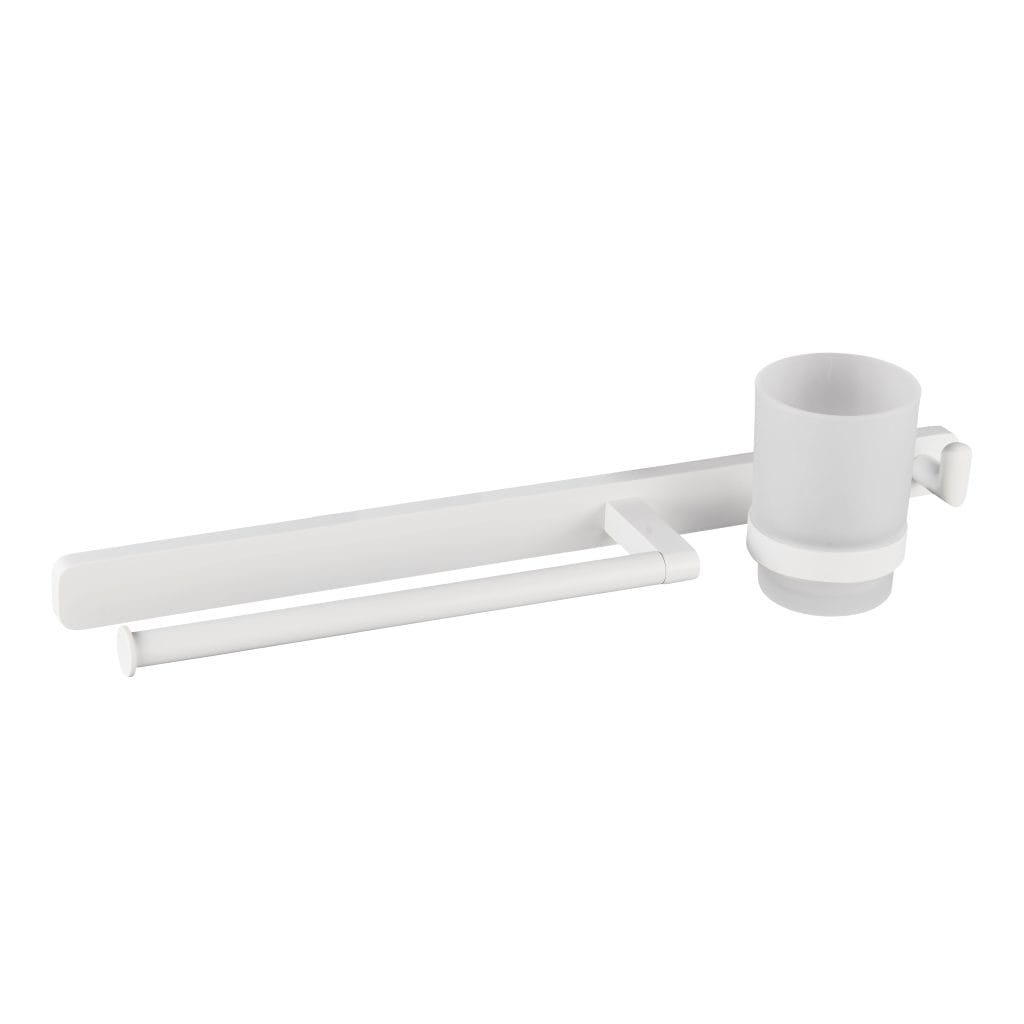 Asti Matt White Towel Ring Hook And Tumbler Holder