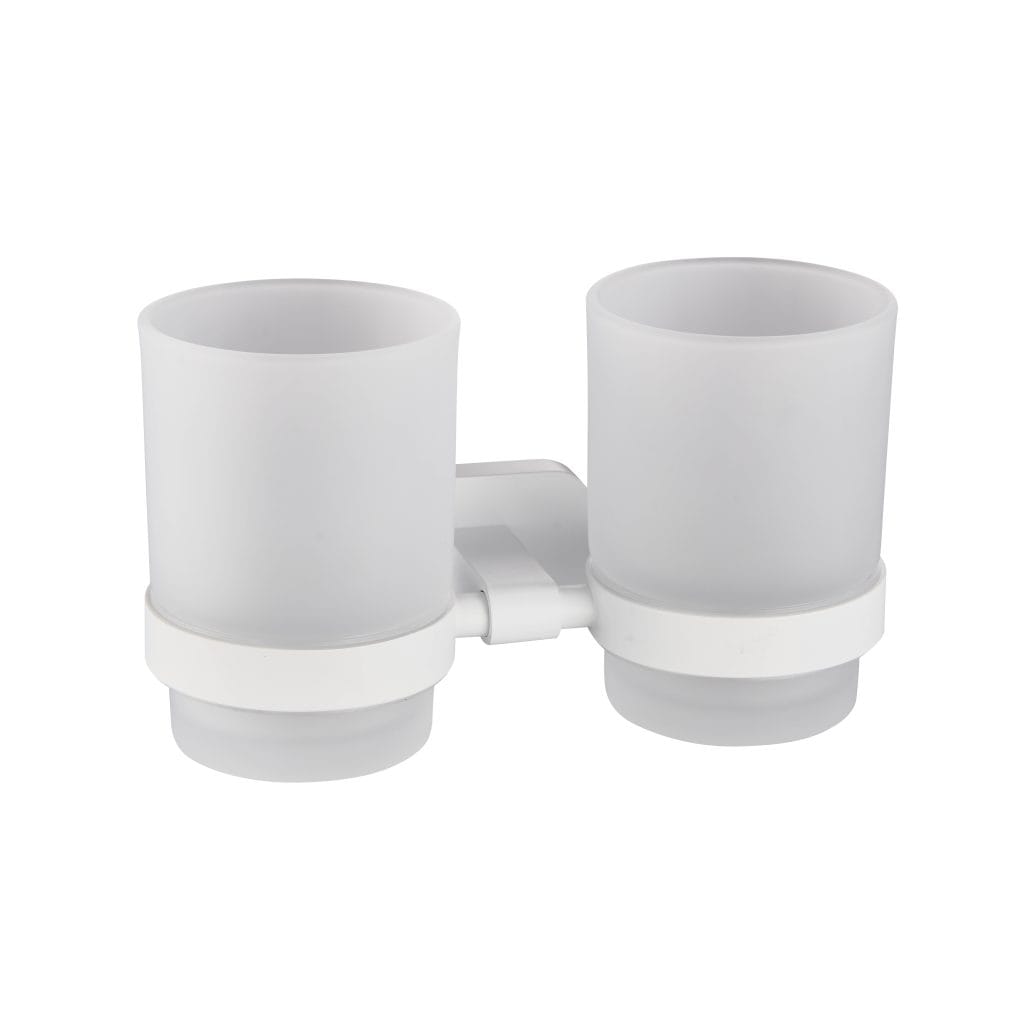 Asti Matt White Double Tumbler Holder