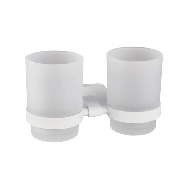 Asti Matt White Double Tumbler Holder