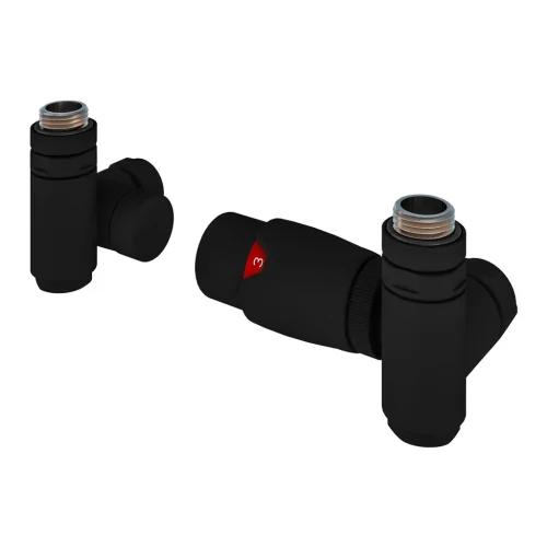 15mm Matt Black Corner Dual Fuel TRV & Lockshield Radiator Valves