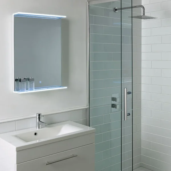 Spey Rectangular LED Demister Mirror With Shelf