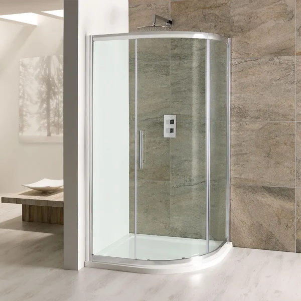 Volente Single Door Quad Enclosures Silver Polished