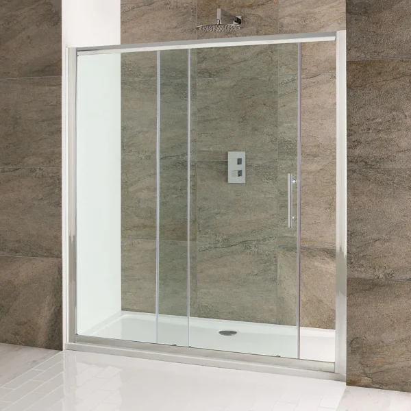 Volente Slider Door - Clear Glass, Silver Polished