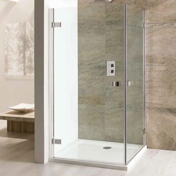 Volente Double Hinged Door, Silver Polished