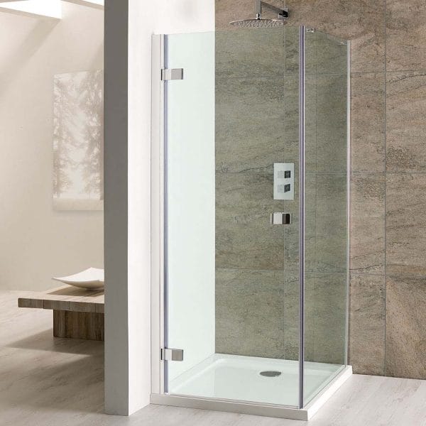 Volente Frameless Hinged Door Silver Polished