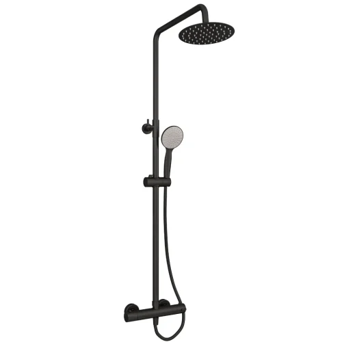 Matt Black Round Thermostatic Shower