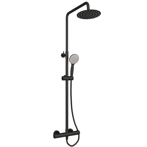 Matt Black Round Thermostatic Shower