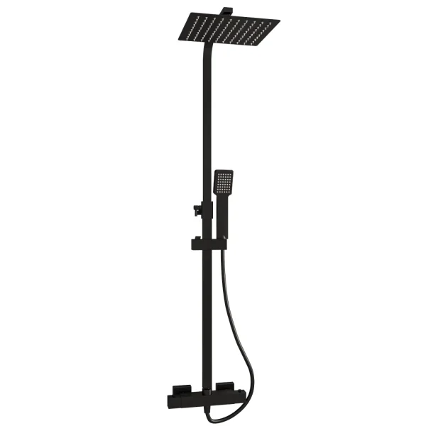 Matt Black Square Thermostatic Shower