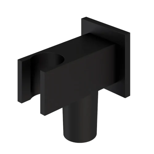 Matt Black Square Wall Outlet Elbow and Shower Handset Holder
