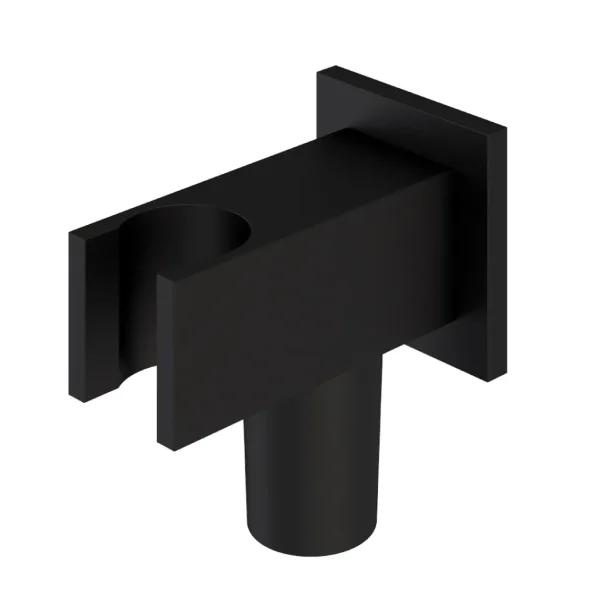 Matt Black Square Wall Outlet Elbow and Shower Handset Holder