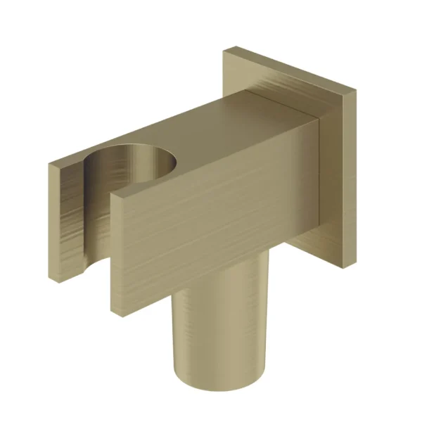 Brushed Brass Square Wall Elbow and Shower Handset Holder