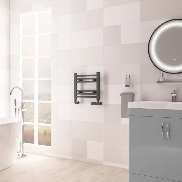 Mild Steel Biava Matt Anthracite Straight HV Multirail Heated Towel Rail