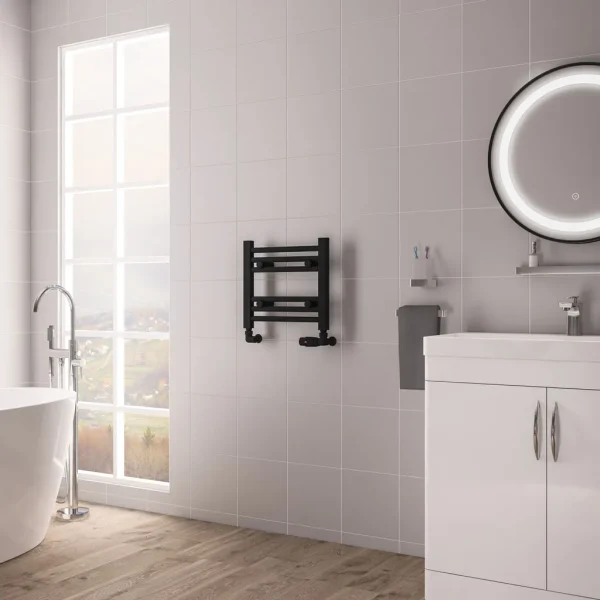 Mild Steel Biava Matt Black Straight HV Multirail Heated Towel Rail