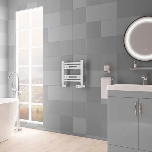 Mild Steel Biava Matt White Straight HV Multirail Heated Towel Rail