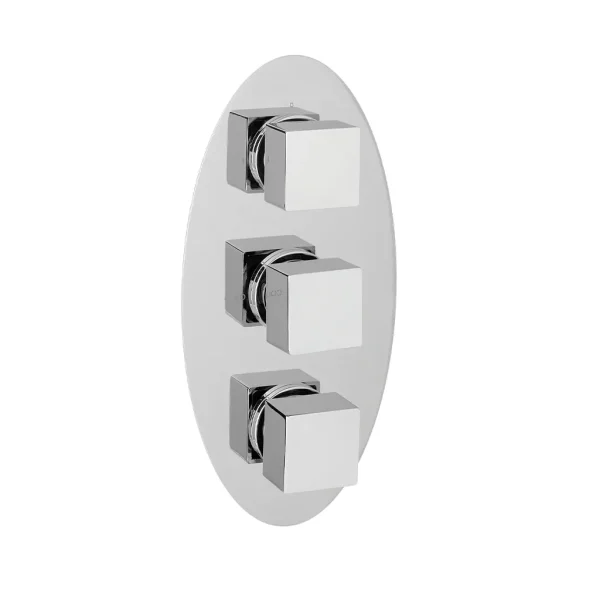 Oval triple plate square rings