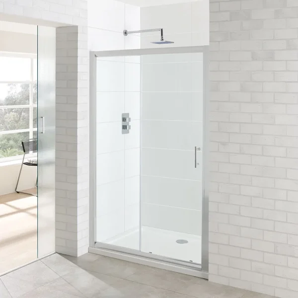 Vantage 6mm Easy Clean Silver Polished Sliding Shower Door