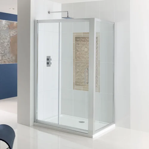 Corniche 8mm Easy Clean Silver Polished Sliding Shower Door