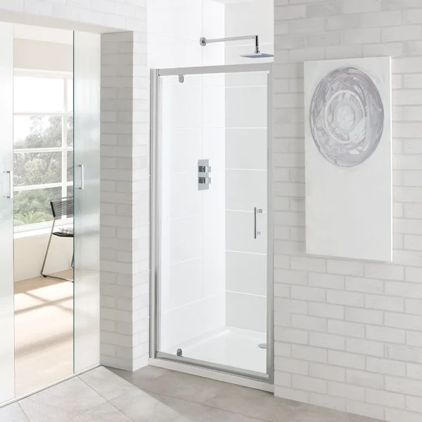 Vantage Easy Clean Pivot Door Silver Polished