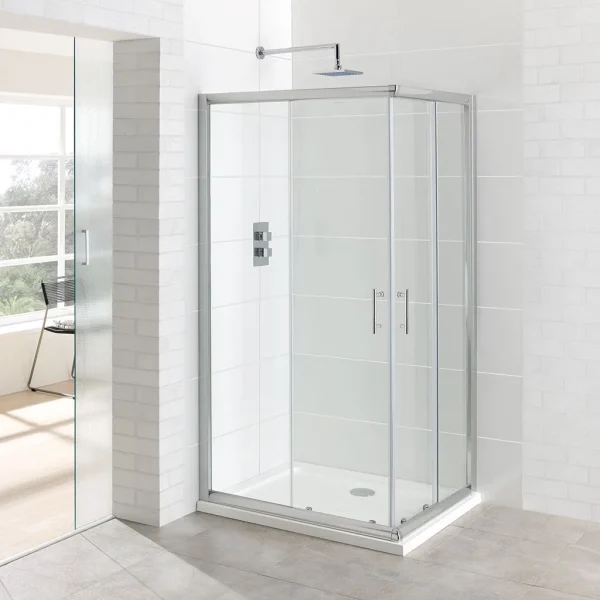 Vantage Easy Clean Offset & Corner Entry Door Silver Polished