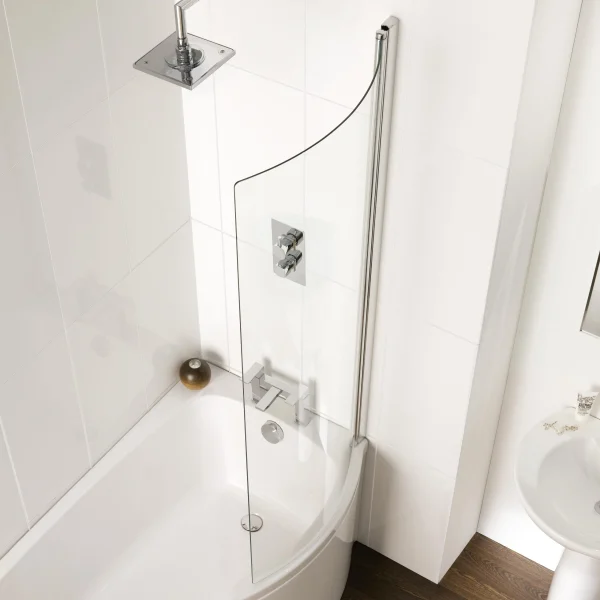 C Shape 5mm 1500 x 780 Curved Shower Bath Screen