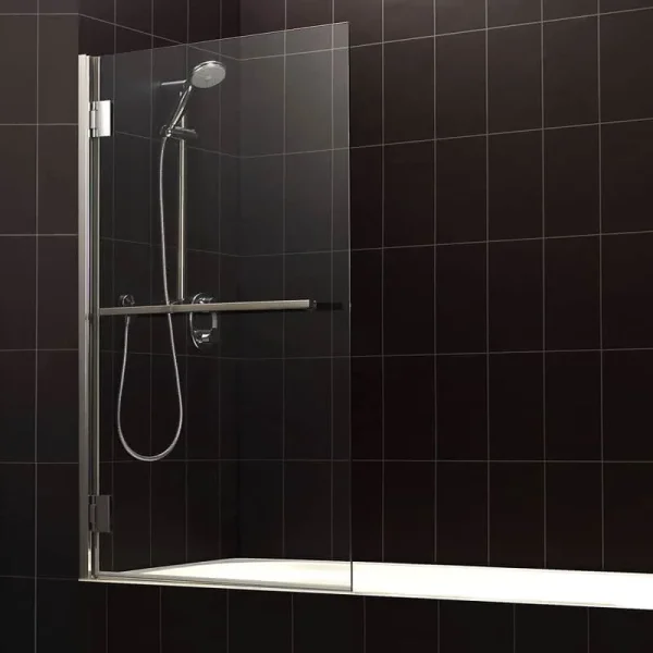 Corniche 8mm 1400 x 800 Straight Shower Bath Screen With Towel Rail