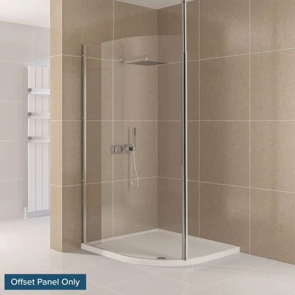 Valliant Round Pole Walk-In Offset Panels Silver Polished