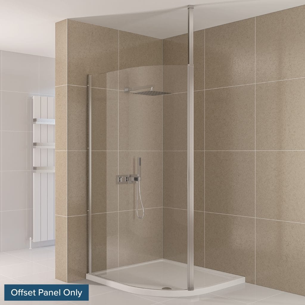 Valliant Square Pole Walk-In Offset Panels Silver Polished
