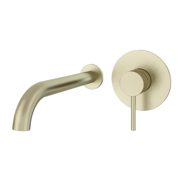 Heyford Wall Mounted Brushed Brass Basin Tap