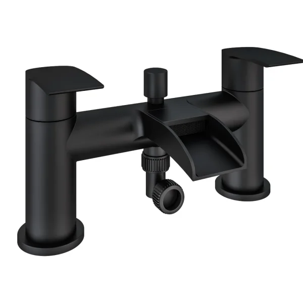 Aston Waterfall Matt Black Bath Shower Mixer