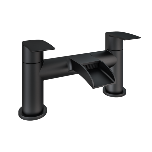 Aston Waterfall Matt Black Bath Filler Tap