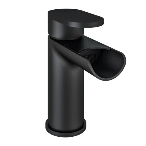 Ledwell Waterfall Matt Black Basin Mono Tap With Waste