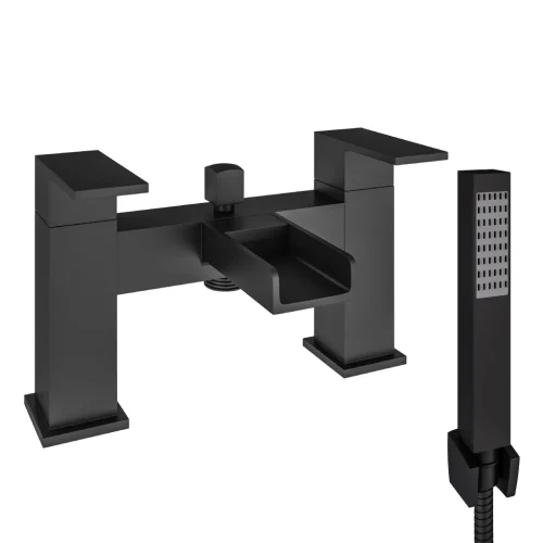 Abberton Waterfall Matt Black Bath Shower Mixer Tap