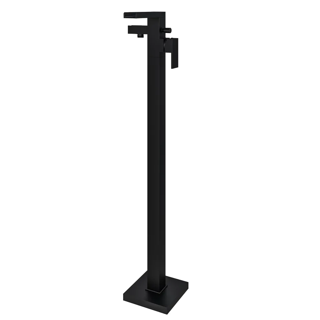 Padbury Waterfall Matt Black Freestanding Bath Shower Mixer Tap