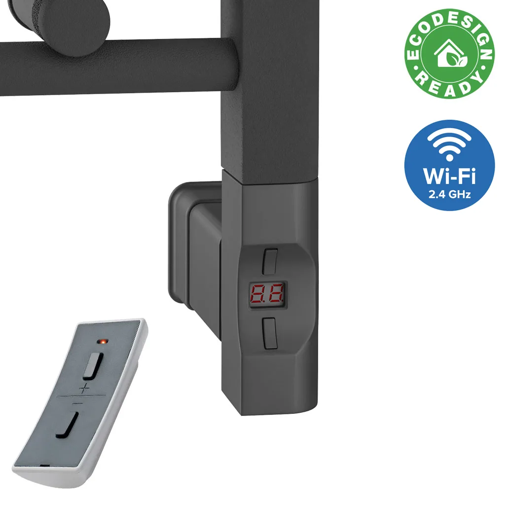 Stainless Steel Type F Matt Anthracite Wi-Fi Horizontal Heating Elements With D Shaped Caps