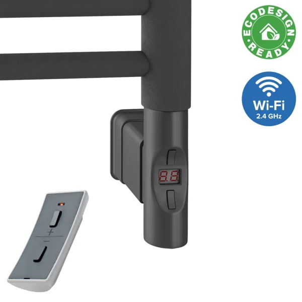 Stainless Steel Type F Matt Anthracite Wi-Fi Horizontal Heating Elements With Round Caps