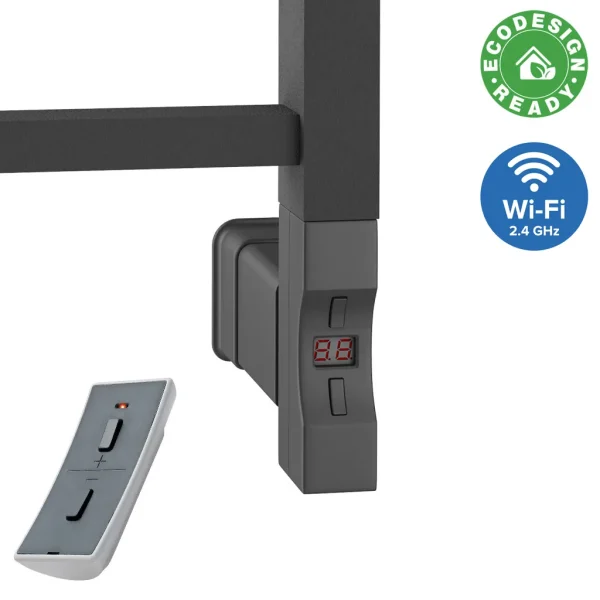 Stainless Steel Type F Matt Anthracite Wi-Fi Horizontal Heating Elements With Square Caps